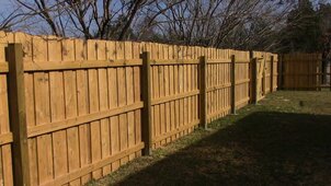 Previously broken fence now fully repaired. This photo was taken in Mesquite, TX.
