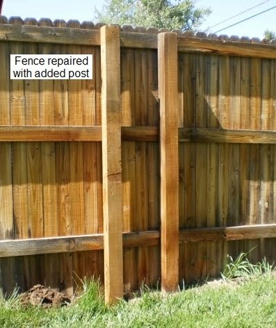 Fence post repair. This photo was taken in Mesquite, TX.